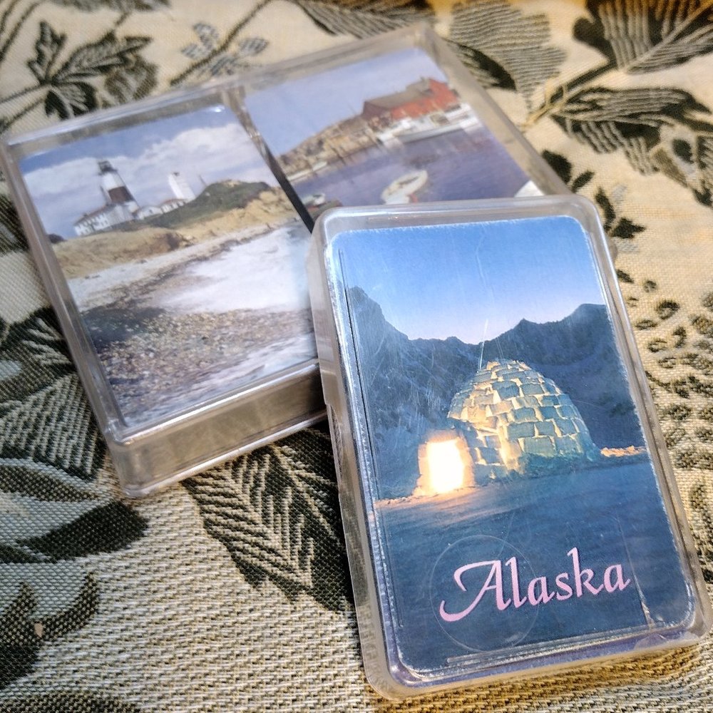 3 Assorted Packs of Playing Cards in plastic box